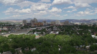 DX0001_004_039 - 5.7K aerial stock footage of the city's skyline, seen from west of the city in Reno, Nevada
