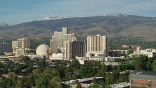 DX0001_006_005 - 5.7K aerial stock footage of casino resorts in Reno, Nevada