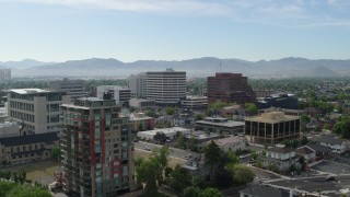 DX0001_006_036 - 5.7K aerial stock footage of a view of the city's office buildings in Reno, Nevada