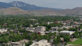 DX0001_007_002 - 5.7K stock footage aerial video of the Nevada State Capitol dome and other government buildings in Carson City, Nevada