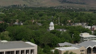DX0001_007_006 - 5.7K stock footage aerial video of a view of the Nevada State Capitol dome in Carson City, Nevada