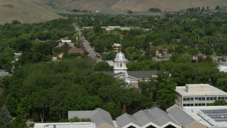DX0001_007_007 - 5.7K stock footage aerial video of flying by the Nevada State Capitol building in Carson City, Nevada