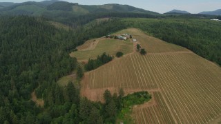 DX0001_015_001 - 5.7K aerial stock footage wide angle orbit of winery, Hood River, Oregon