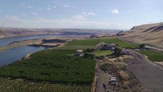 DX0001_018_001 - 5.7K aerial stock footage of the Maryhill Winery beside the Columbia River in Goldendale, Washington