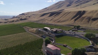 DX0001_018_002 - 5.7K aerial stock footage of flying by the Maryhill Winery in Goldendale, Washington