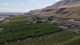 DX0001_018_017 - 5.7K aerial stock footage of approaching the Maryhill Winery and amphitheater in Goldendale, Washington