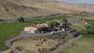 DX0001_018_023 - 5.7K aerial stock footage of buildings at the Maryhill Winery in Goldendale, Washington