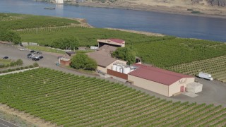 DX0001_018_031 - 5.7K aerial stock footage of orbiting the Maryhill Winery, with views of the Columbia River in Goldendale, Washington