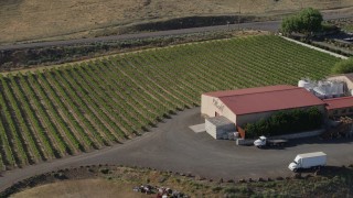 DX0001_018_034 - 5.7K aerial stock footage of orbiting the side of the Maryhill Winery in Goldendale, Washington