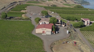 DX0001_018_035 - 5.7K aerial stock footage of orbiting around the Maryhill Winery in Goldendale, Washington
