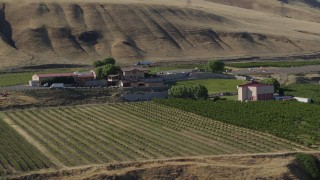 DX0001_018_040 - 5.7K aerial stock footage of a view of the Maryhill Winery and amphitheater in Goldendale, Washington