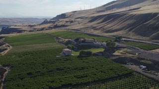 DX0001_019_009 - 5.7K aerial stock footage orbit the Maryhill Winery, reveal Columbia River in Goldendale, Washington