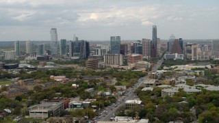DX0002_103_017 - 5.7K aerial stock footage a view of the Downtown Austin, Texas skyline during ascent