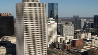 DX0002_113_039 - 5.7K aerial stock footage flyby Tennessee Tower to reveal hotel and 505 in Downtown Nashville, Tennessee