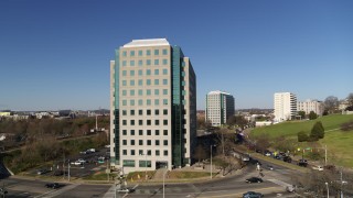 DX0002_114_013 - 5.7K aerial stock footage stationary view of Andrew Johnson Tower, a government office building in Downtown Nashville, Tennessee