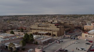 DX0002_131_036 - 5.7K aerial stock footage orbit the Eldorado Hotel & Spa hotel, Santa Fe, New Mexico