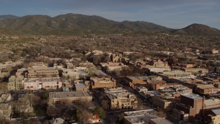 DX0002_132_011 - 5.7K aerial stock footage of an orbit of the downtown area of Santa Fe, New Mexico