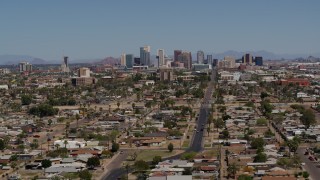 DX0002_136_047 - 5.7K aerial stock footage of a wide view of the city's skyline in Downtown Phoenix, Arizona