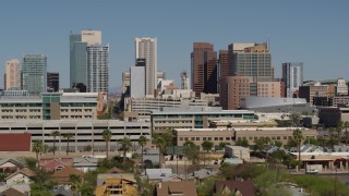 DX0002_137_052 - 5.7K aerial stock footage of towering office buildings in Downtown Phoenix, Arizona