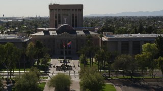 DX0002_137_060 - 5.7K aerial stock footage of orbiting the Arizona State Capitol building in Phoenix, Arizona