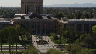 DX0002_137_061 - 5.7K aerial stock footage of an orbit of the Arizona State Capitol building in Phoenix, Arizona