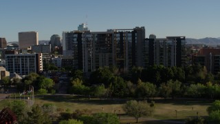 DX0002_138_023 - 5.7K aerial stock footage of a condominium complex in Downtown Phoenix, Arizona