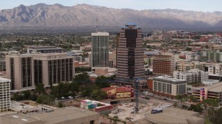 DX0002_145_016 - 5.7K aerial stock footage orbit One South Church office high-rise, reveal Bank of America Plaza, Downtown Tucson, Arizona