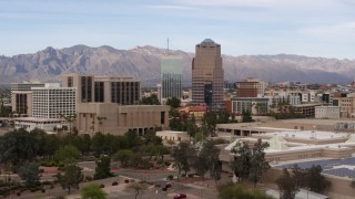 DX0002_145_023 - 5.7K aerial stock footage ascend and approach One South Church office building, Downtown Tucson, Arizona