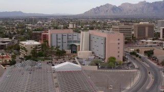 DX0002_145_031 - 5.7K aerial stock footage approach and orbit a district court building in Downtown Tucson, Arizona