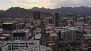 DX0002_145_040 - 5.7K aerial stock footage approach office towers and Congress Street in Downtown Tucson, Arizona