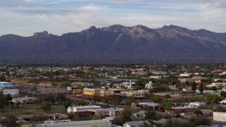 DX0002_146_012 - 5.7K aerial stock footage of a view of the Santa Catalina Mountains seen from Tucson, Arizona