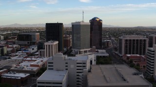 DX0002_146_025 - 5.7K aerial stock footage orbit Bank of America Plaza and neighboring office towers in Downtown Tucson, Arizona