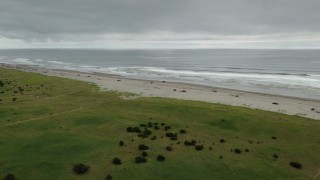 DX0002_148_009 - 4K aerial stock footage approach and pan across on the beach in Long Beach, Washington