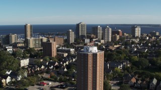 DX0002_150_005 - 5.7K aerial stock footage of apartment complexes in Milwaukee, Wisconsin