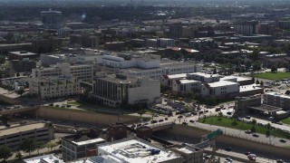 DX0002_152_038 - 5.7K aerial stock footage of a hospital complex in Milwaukee, Wisconsin