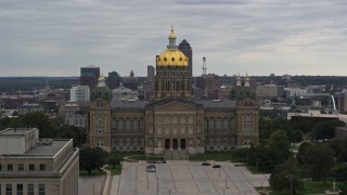 DX0002_165_042 - 5.7K stock footage aerial video of an orbit of the Iowa State Capitol in Des Moines, Iowa