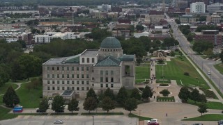 DX0002_166_001 - 5.7K aerial stock footage of orbiting the Iowa Court of Appeals in Des Moines, Iowa