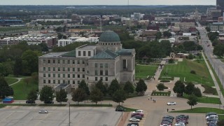 DX0002_166_004 - 5.7K aerial stock footage orbit the side of the Iowa Court of Appeals in Des Moines, Iowa