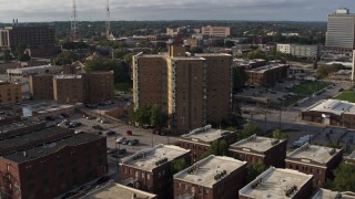 DX0002_170_033 - 5.7K aerial stock footage approach an apartment building in Omaha, Nebraska