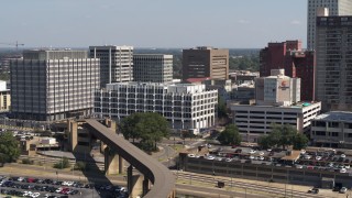 DX0002_177_037 - 5.7K aerial stock footage of an orbit of city hall in Downtown Memphis, Tennessee