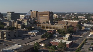 DX0002_180_013 - 5.7K aerial stock footage of the Shelby County Criminal Justice Center in Downtown Memphis, Tennessee