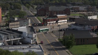 DX0002_195_041 - 5.7K aerial stock footage of a street intersection in Detroit, Michigan