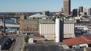 DX0002_201_017 - 5.7K aerial stock footage flyby grain elevator in Buffalo, New York