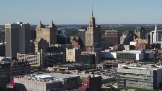 DX0002_202_005 - 5.7K aerial stock footage of the Rand Building in Downtown Buffalo, New York
