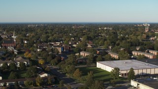 DX0002_209_007 - 5.7K aerial stock footage of a wide view of Rochester, New York from apartment and warehouse buildings
