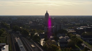 DX0002_209_013 - 5.7K aerial stock footage of approaching Kodak Tower in Rochester, New York