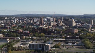 DX0002_212_001 - 5.7K aerial stock footage of the city's downtown area, Downtown Syracuse, New York