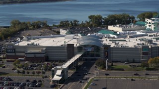 DX0002_212_009 - 5.7K aerial stock footage orbit the Destiny USA shopping mall in Syracuse, New York