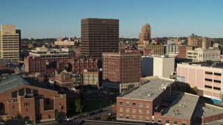 DX0002_213_044 - 5.7K aerial stock footage focus on Chase Tower while descending, Downtown Syracuse, New York