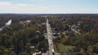 DX0002_216_032 - 5.7K aerial stock footage orbit George Street in the small town of Fort Ann, New York